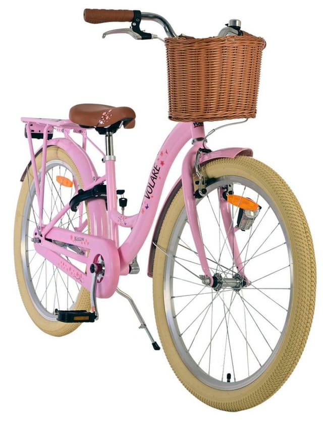 Volare Kinderfahrrad Volare Blossom Kinderfahrrad für Mädchen - 24 Zoll in Rosa, Vorderradbremsen, praktischer Korb, geschlossener Kettenschutz
