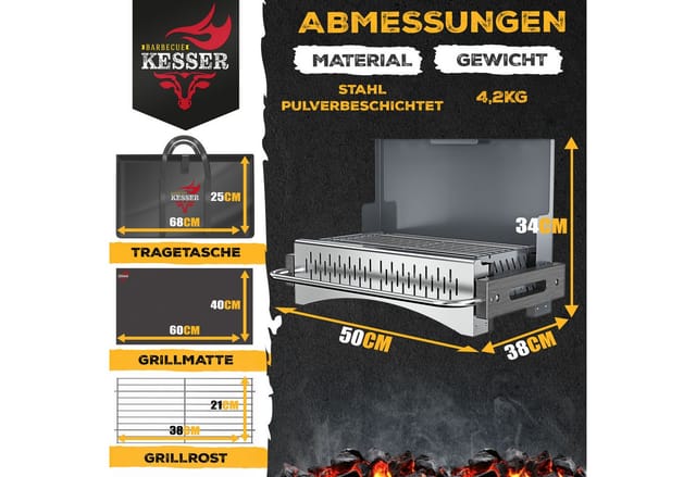 KESSER Holzkohlegrill tragbarer Campinggrill aus pulverbeschichtetem Stahl, Tischgrill Outdoor BBQ ideal für Camping, Picknick & Angeln