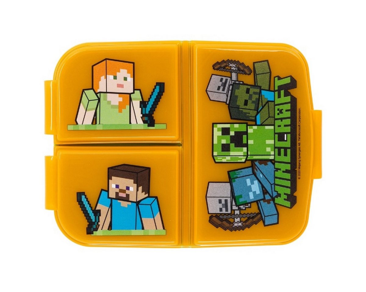 Stor Lunchbox Minecraft Kinder Brotdose – Lunchbox mit 3 Fächern & tollem Design, (Essen Aufbewahrung, 1x Deckel, 1x Brotdose), Brotdose