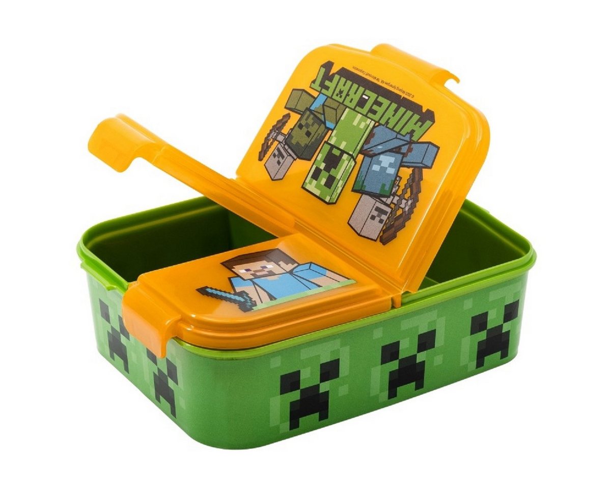 Stor Lunchbox Minecraft Kinder Brotdose – Lunchbox mit 3 Fächern & tollem Design, (Essen Aufbewahrung, 1x Deckel, 1x Brotdose), Brotdose Bild 2