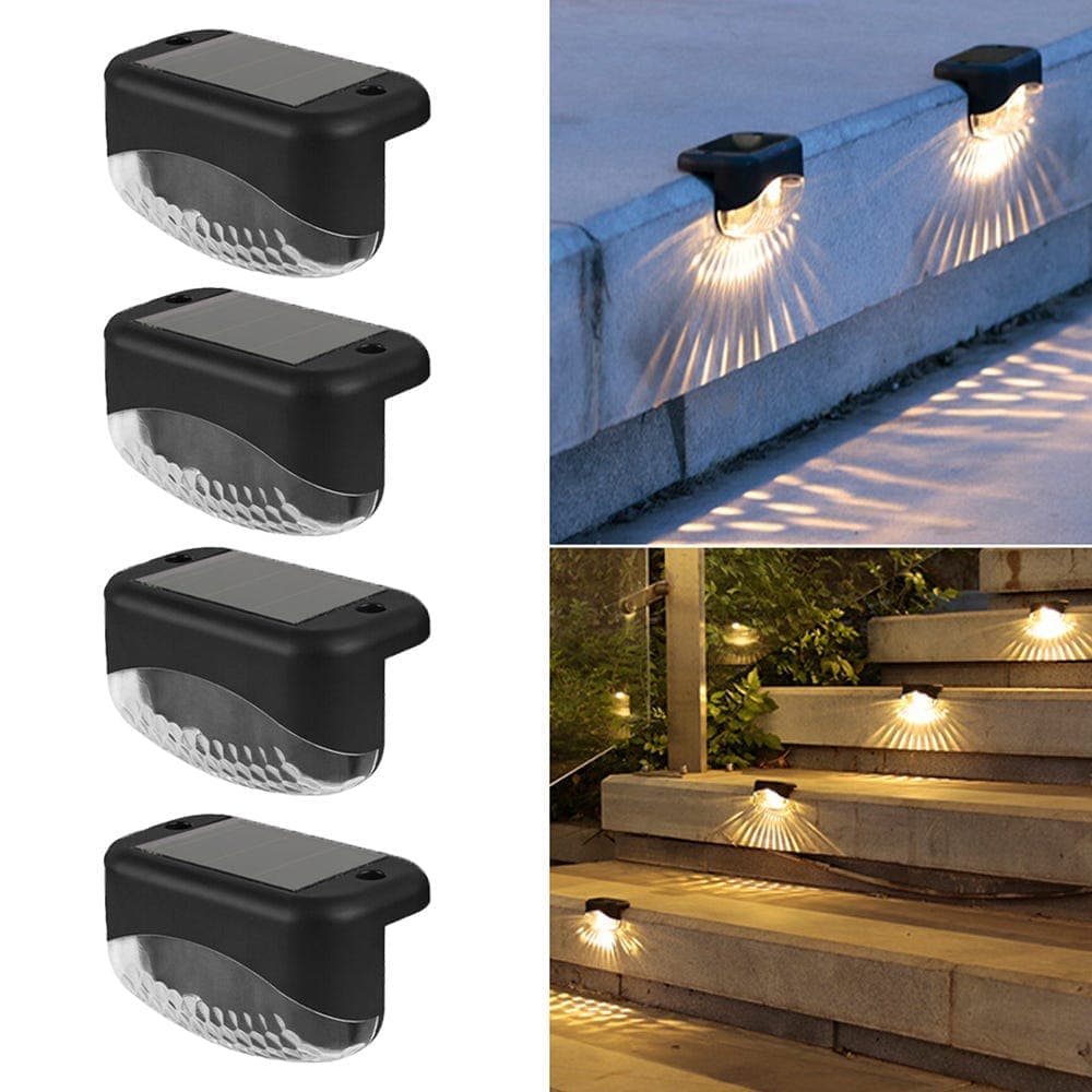 Set Mit 8 Wasserdichten Led-solarleuchten Für Treppen Und Außenwände, Ideal Für Zäune Und Gehwege.