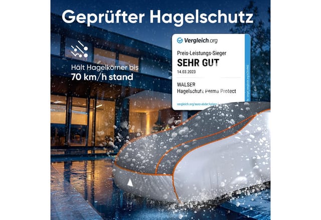 WALSER Autoplane Hagelschutz Perma Protect (1-St., 1 Hagelschutzplane, 3 Spanngurte)
