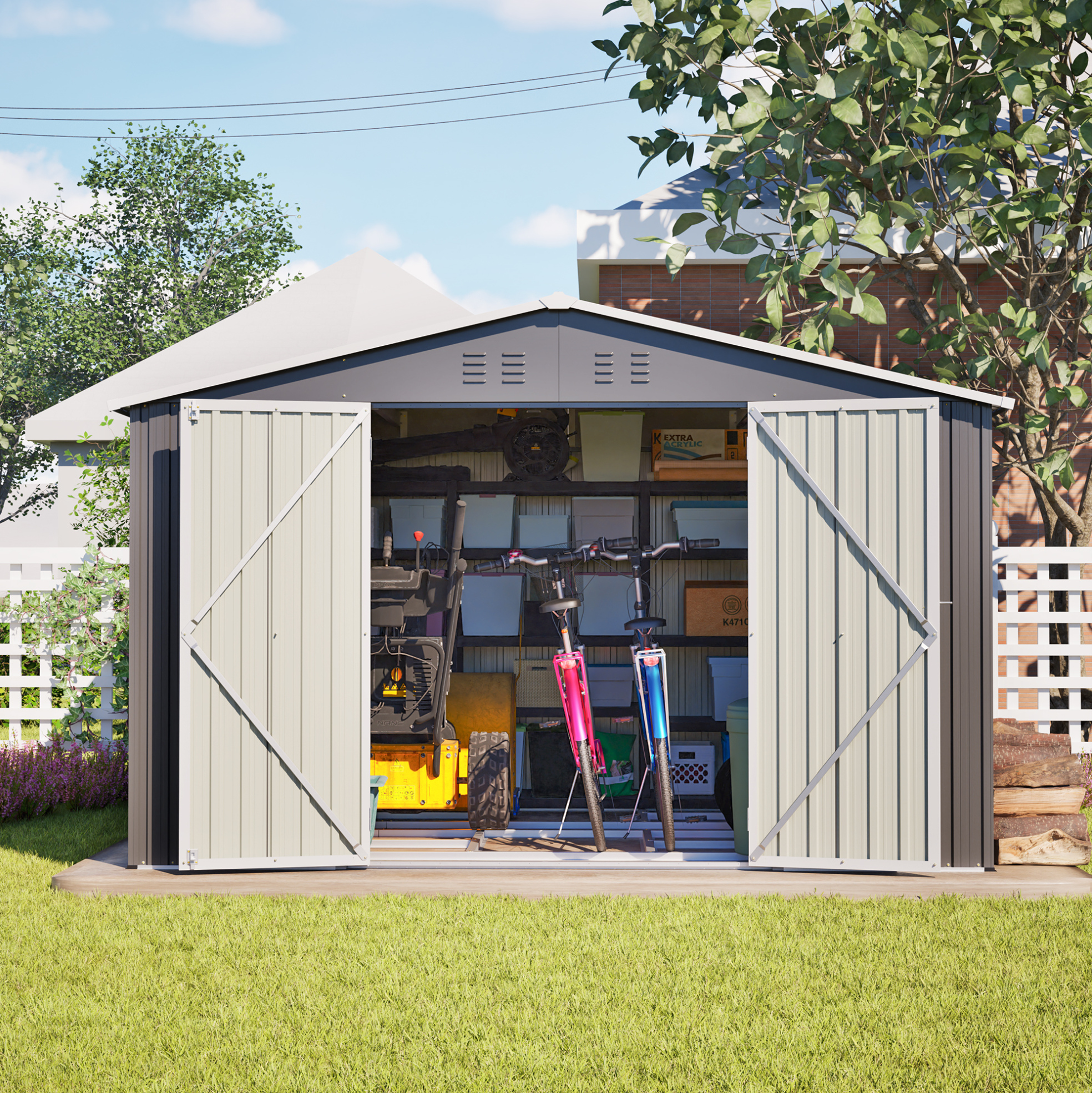 Okwish Metall-gartenhaus 300 X 252 X 191 Cm, Anthrazit