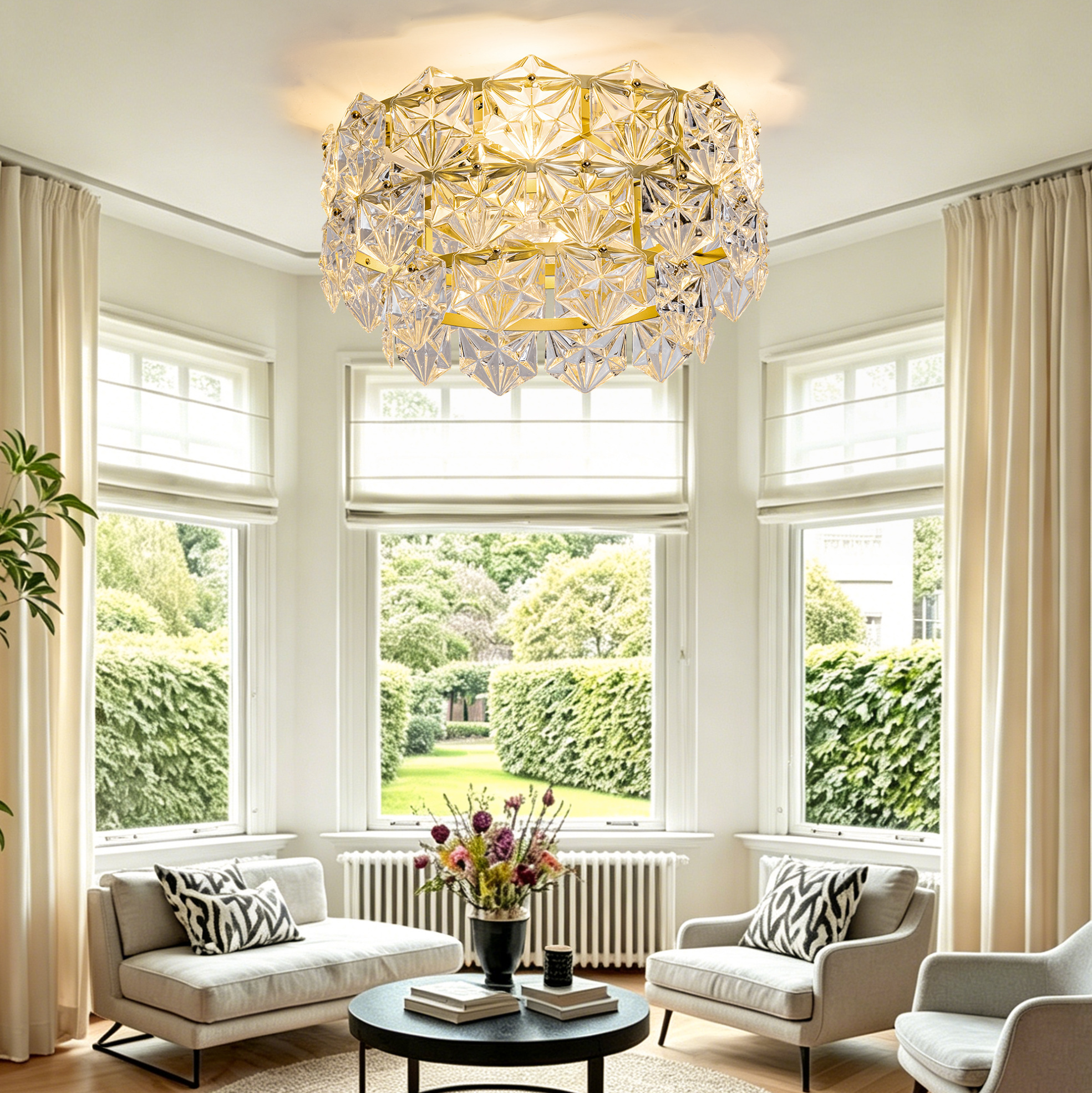 19-zoll-deckenventilator Mit Kristallleuchter, Gold, App- Und Fernbedienung