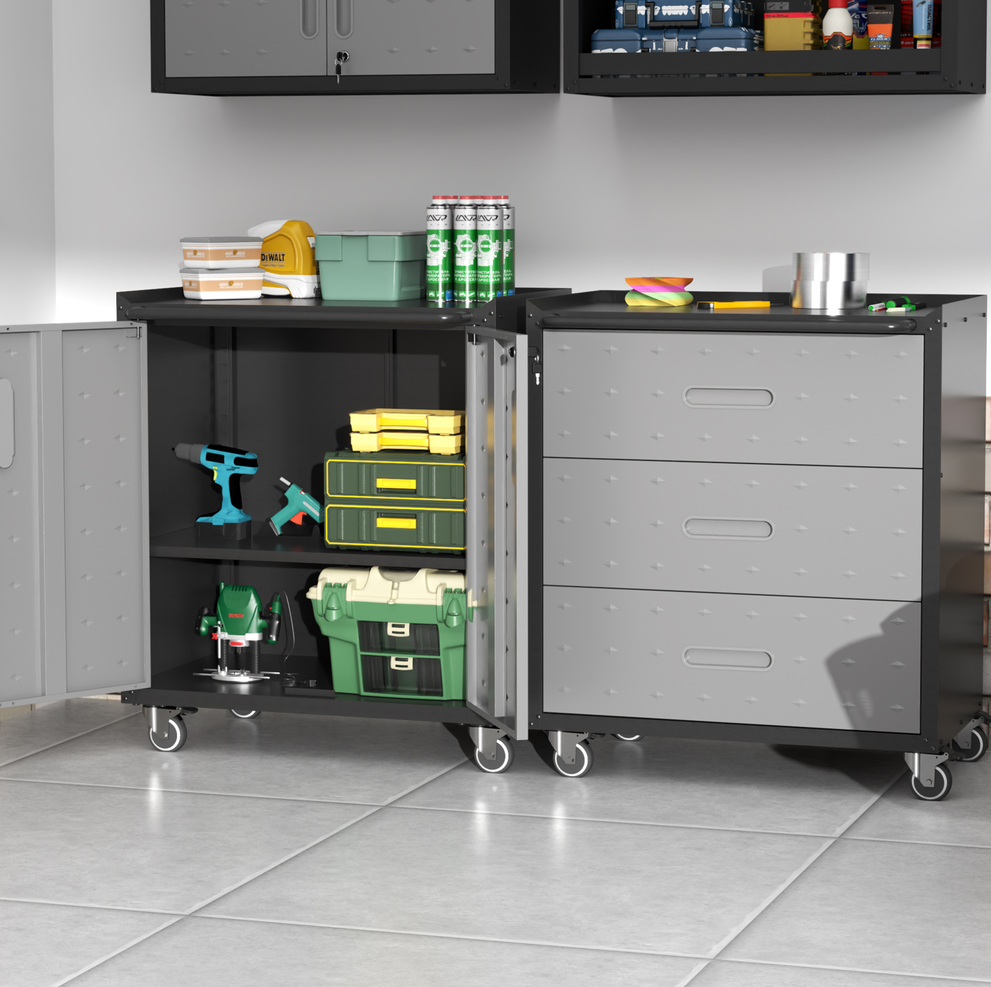 Okwish Werkzeugschrank Aus Metall Mit Rollen, 75 × 42 × 88 Cm