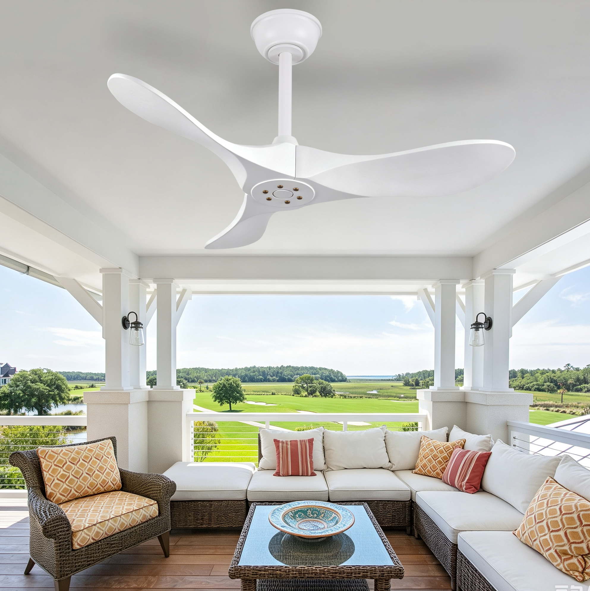 36-zoll-deckenventilator Weiß, 3 Holzflügel, Fernbedienung, Ohne Licht
