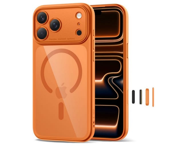 TECH PROTECT Handyhülle Magpeak CC Case kompatibel mit iPhone 17 Pro Max transparent orange 6.7, Magnetisch