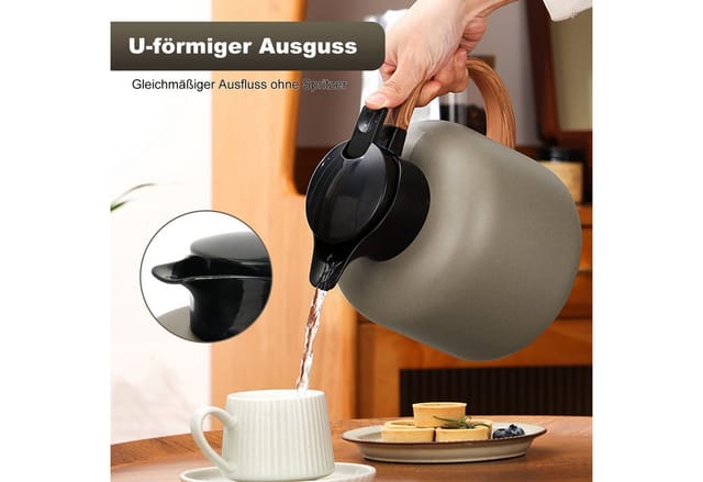 OSTWOLKE Isolierkanne 2L Thermoskanne Teekanne Edelstahl Doppelschicht 24h heiß & kalt, Quick Tip Verschluss, für Kaffee,Tee, Milch