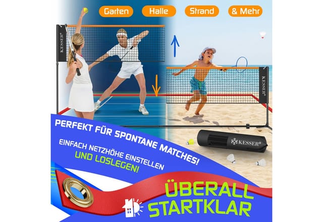KESSER Badmintonnetz, Badmintonnetz, Tennisnetz 300cm 400cm 500 cm Federball