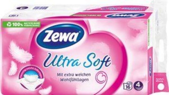 ZEWA Toilettenpapier Zewa Ultra Soft Toilettenpapier 4-lagig (16 Rollen x je 150 Blatt) (1-St)
