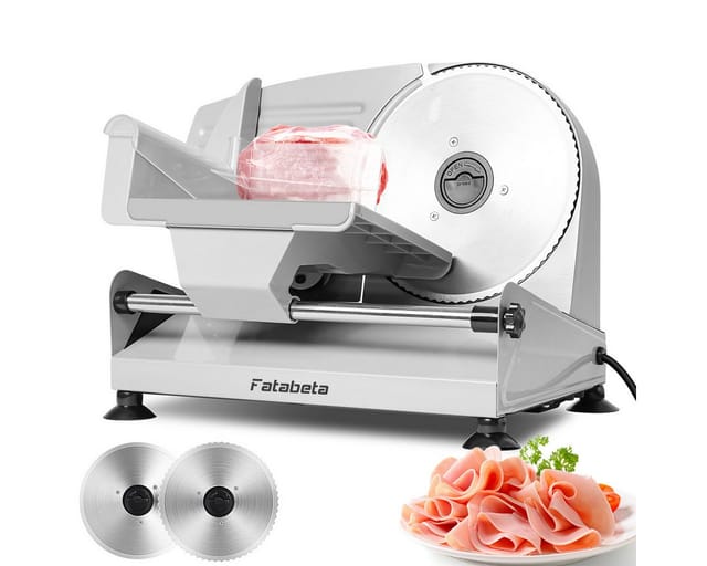7MAGIC Allesschneider Elektrische Brotschneidemaschine mit Ø 190 mm Edelstahlmesser, 200,00 W, mit stufenlos einstellbarer Schnittstärke (0–15 mm), Metallgehäuse