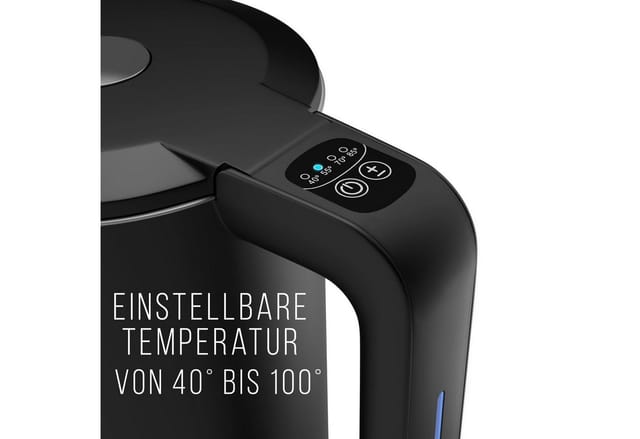 Balter Wasserkocher Wasserkocher WK-04-Touch-BL, 1.7 l, 1800 W, Temperatureinstellung, Doppelwanddesign, Berührungssicher