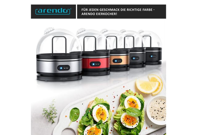 Arendo Eierkocher, Anzahl Eier: 7 St., 400 W, 7-fach, Edelstahl, Warmhaltefunktion, Härtegrad einstellbar für 7 Eier