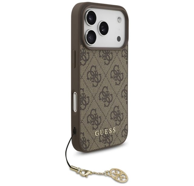 Guess Handyhülle GUESS Case für iPhone 17 Pro Charm Anhänger Handyhülle Cover Braun