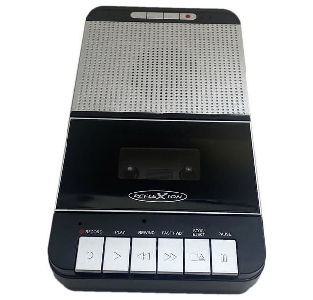 Reflexion CCR8018 Kassettenrecorder Diktiergerät Kassetten Player (One Touch“- Aufnahme und USB-MP3 Aufnahme)