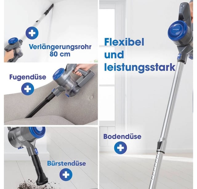 CLEANmaxx Zyklon Hybrid Staubsauger Akku-Zyklonstaubsauger Hand- und Bodenstaubsauger mit EPA11-Filter, beutellos, kabellos mit Filter und Akkulaufzeit bis zu 45 min, LED-Funktion