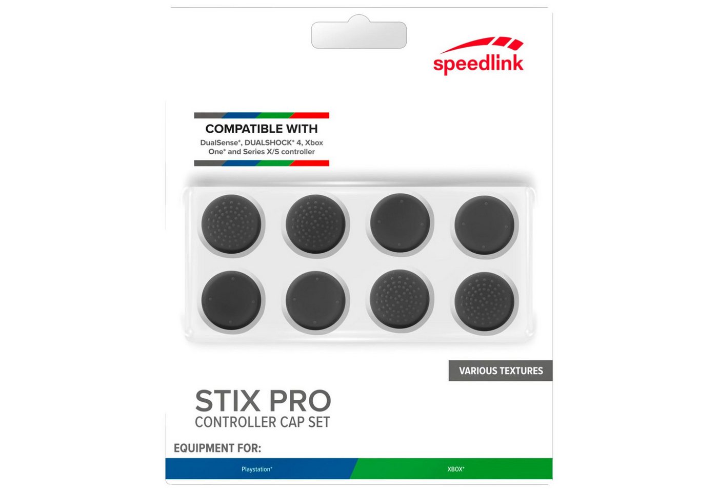 Speedlink STIX Pro Controller Cap Set Kappen Thumb-Grips Controller (Set, 8 St., 8x Trigger Thumb-Grips Gamepad Anti-Rutsch flach + XXL mit Wölbung)