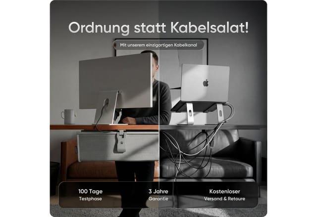 DESKSPACE Kabelkanal Kabelwanne Schreibtisch Kabelmanagement - Schreibtisch Kabelkanal (Einzelset, Einzelartikel), Beidseitig klappbar, stabil, einfache Montage, 94 cm lang