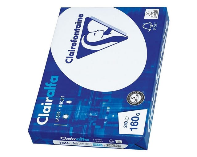 CLAIREFONTAINE Drucker- und Kopierpapier Clairefontaine Kopierpapier 160g/m² weiß DIN A4 250 Blatt