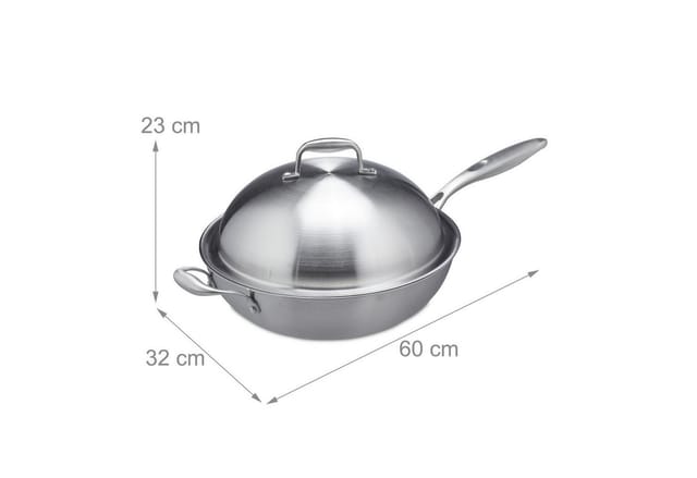 relaxdays Wok Edelstahl Wok mit Deckel