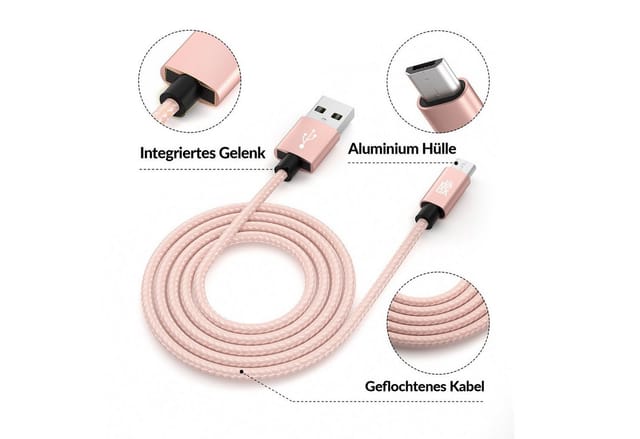 JAMEGA Micro USB Kabel Ladekabel Daten für Tablet Samsung Huawei PS4 XBOX LG USB-Kabel, USB, Micro USB, (100 cm)
