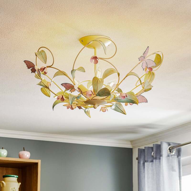 [neuwertig] B-ware Deckenlampe Butterfly Led 3-flammig Dimmbar Creme Grün Rosé Ø 64 Cm Edelstahl