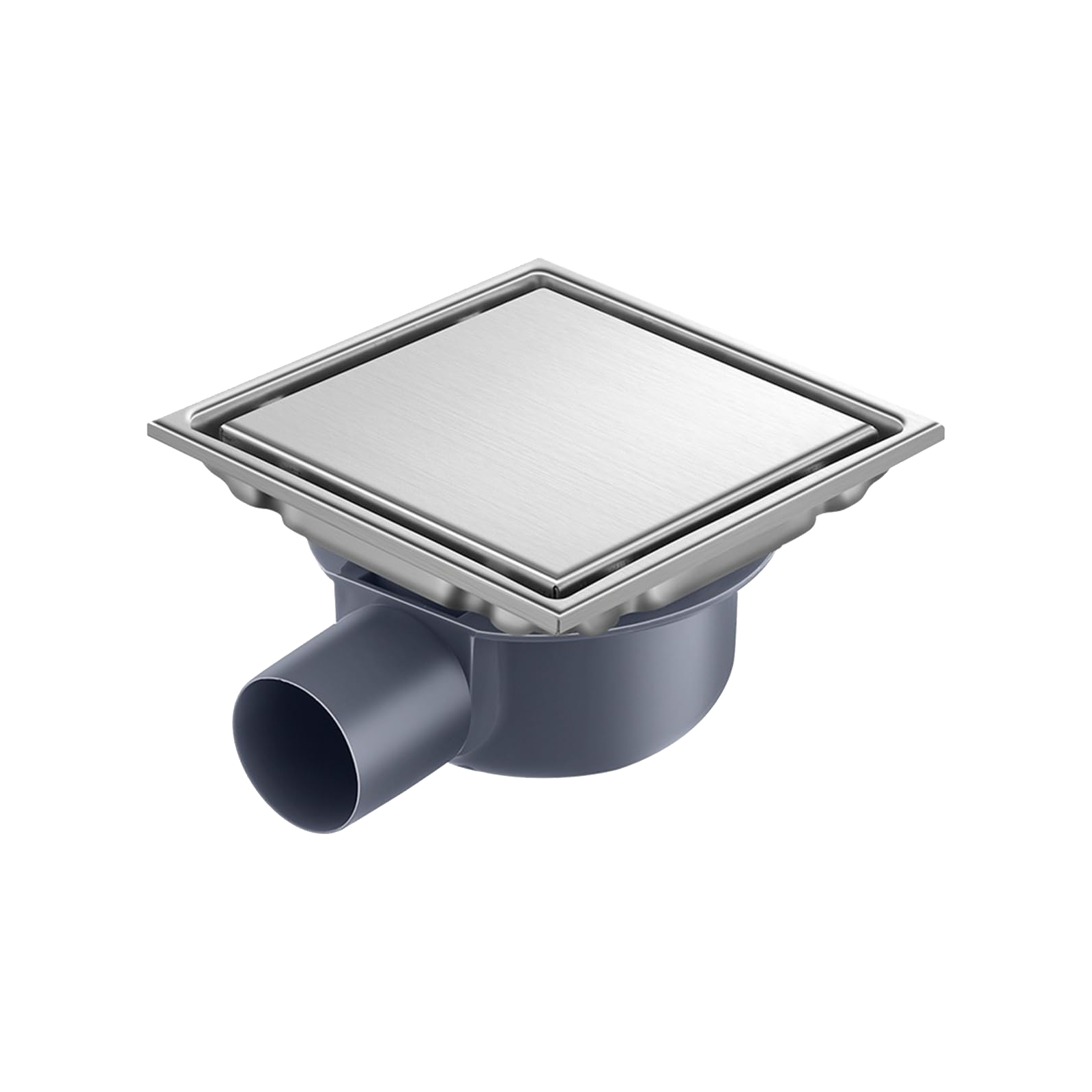 Quadratischer Duschablauf, 15 X 15 Duschabfluss, 360°-siphon, Geruchsneutraler Bodenablauf, Unsichtbar, Für Positive Und Negative Einbauhöhe, Doppelfiltration, Verfliesbar, Silber