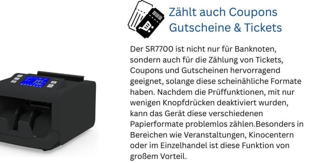 Securina24 Banknotenzähler Geldzählmaschine Geldzähler für gemischte Geldscheine SR7700