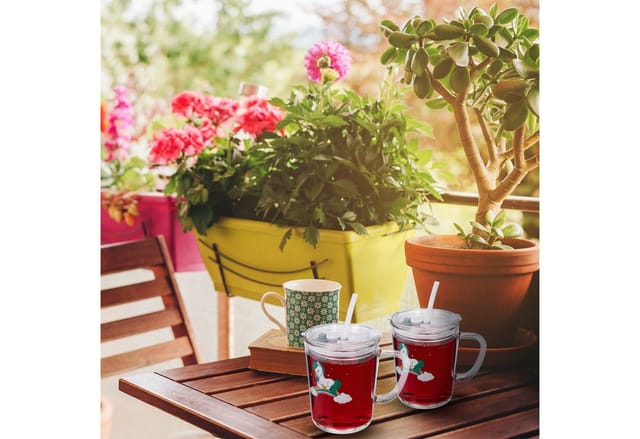 relaxdays Kinderbecher 2er Set Kindergläser mit Pferdemotiv, Glas