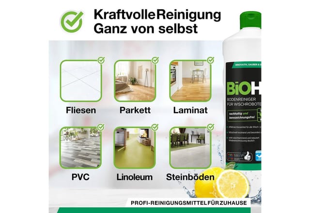 BiOHY Bodenreiniger für Wischroboter 1 x 1 Liter Flasche + Dosierer Fussbodenreiniger (1-St)