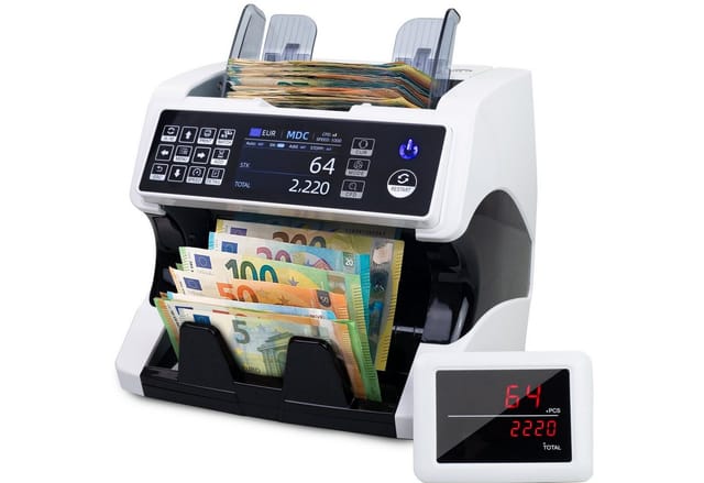 Jubula Banknotenzähler MV-500, Geldzählmaschine für gemischte Geldscheine EUR, USD, GBP, SEK usw.