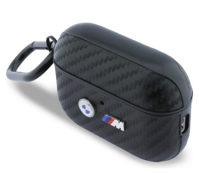 BMW Kopfhörer-Schutzhülle Case AirPods Pro 3 BMW Carbon-Optik schwarz Logo Metall mit Karabiner