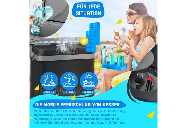 KESSER Kühlbox, 32 l, Thermoelektrische Kühlbox kühlt & wärmt 12V / 230V Mini-Kühlschrank