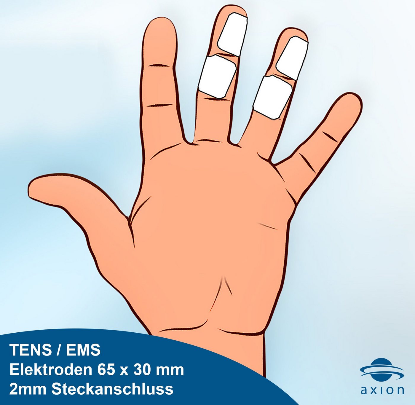 Axion Elektrodenpads passend zu Prorelax, Promed, axion - 6,5x3cm, 2mm Steckanschluss, 8 St.,für Rücken, Finger, Handgelenk, selbstklebende TENS EMS Elektroden Bild 3