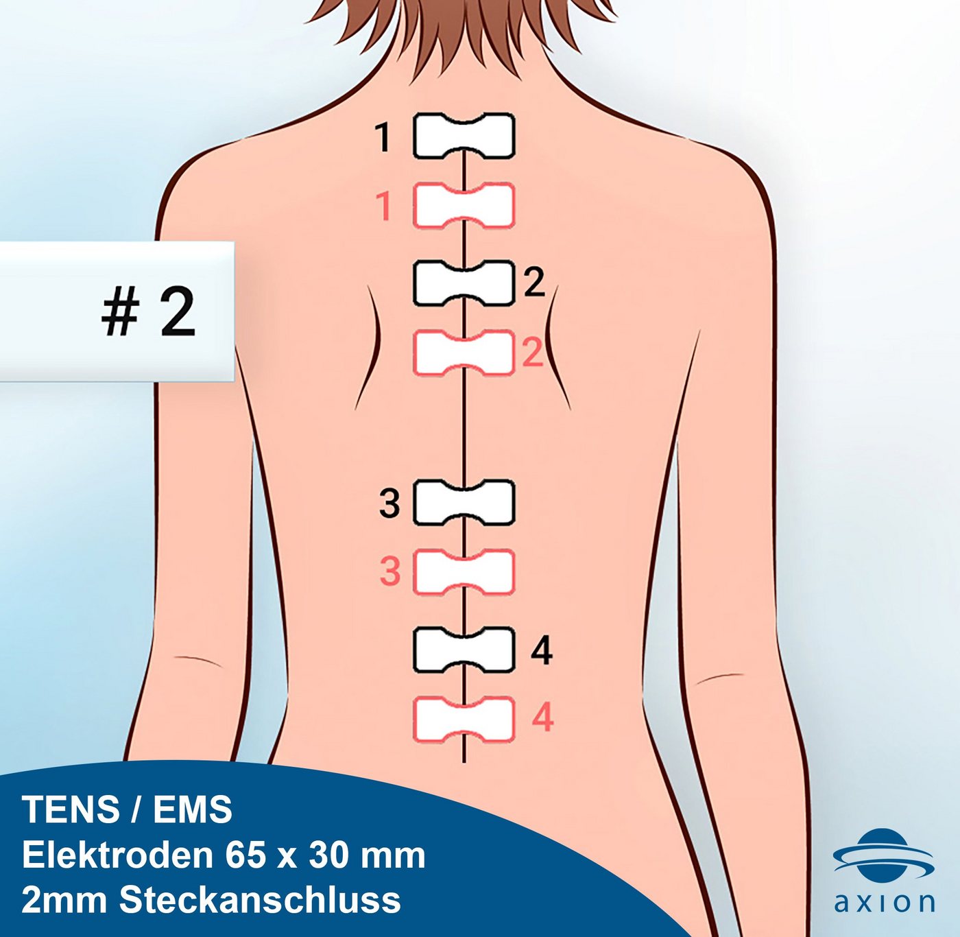 Axion Elektrodenpads passend zu Prorelax, Promed, axion - 6,5x3cm, 2mm Steckanschluss, 8 St.,für Rücken, Finger, Handgelenk, selbstklebende TENS EMS Elektroden Bild 4