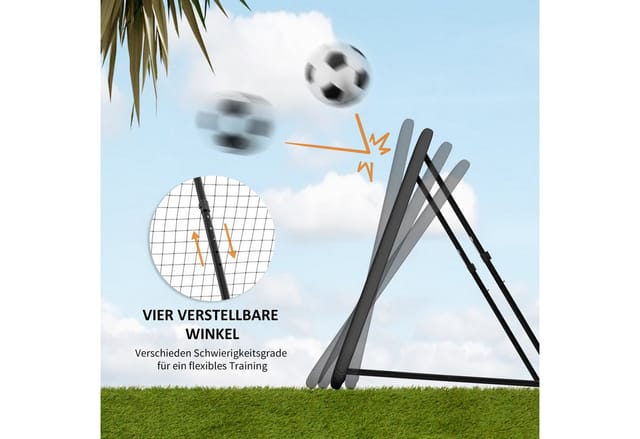 HOMCOM Rebounder Fußball klappbar Kickback Tor Rückprallwand Netz, (für Baseball Basketball Volleyball, 1-St., Verstellbar in 5 Stufen), 128 x 118 x 108-120cm