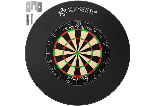 KESSER Dartscheibe Classic 45cm mit 9 Dartpfeilen mit Metallspitze und Wandschutz, Dartscheibe Sisal mit Dartpfeile Professional Dartboard