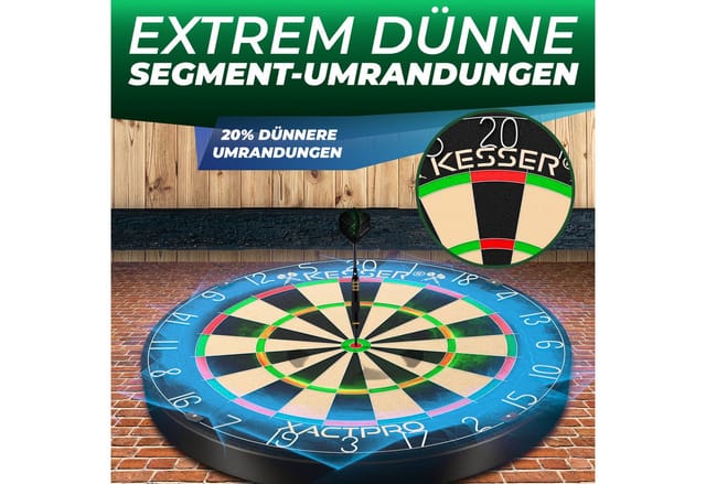 KESSER Dartscheibe Classic 45cm mit 9 Dartpfeilen mit Metallspitze, Dartscheibe Sisal mit Dartpfeile Professional Dartboard