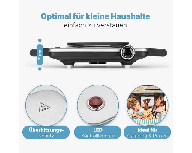 CLATRONIC Einzelkochplatte EKP 3788 E, Kochplatte für Küche, Büro Camping, 1500 Watt