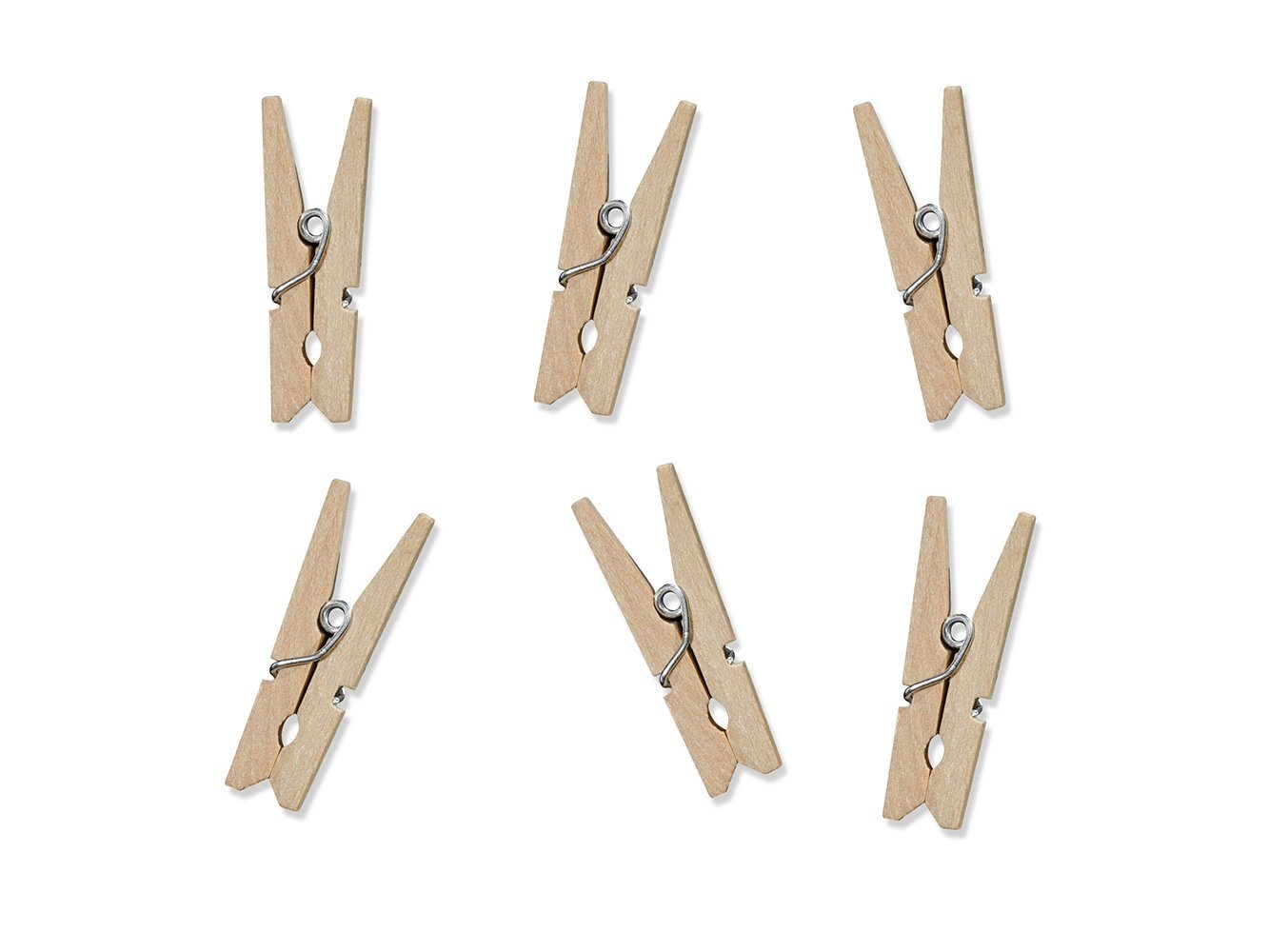 partydeco Wäscheklammern, Kleine Wäscheklammern für Fotos 3cm mini Holzklammern natur 20er Set