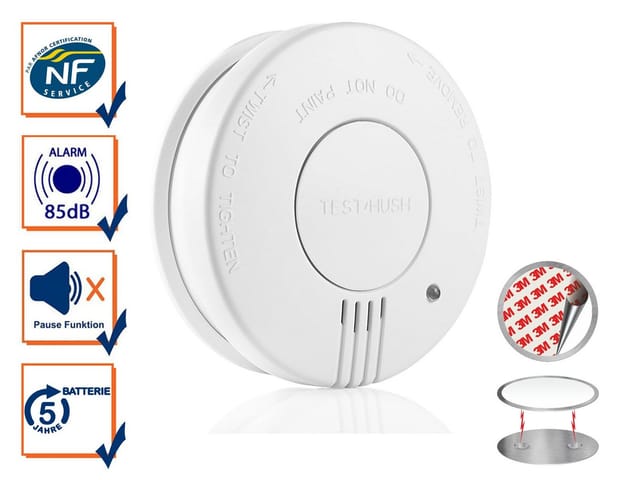 smartwares Rauchmelder (Brandmelder mit 5 Jahres Batterie & Magnethalter, Weiß, Ø 10cm)