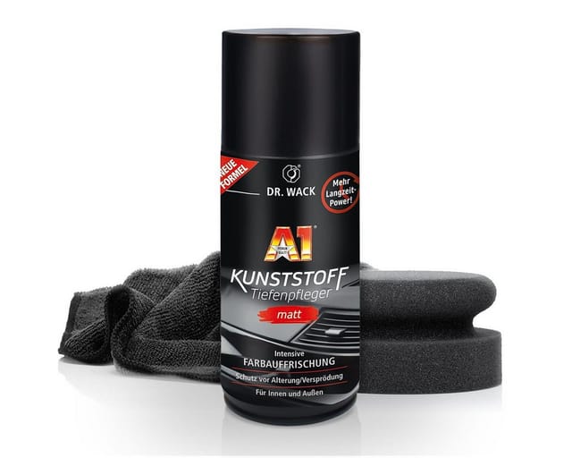 autopflege Dr. Wack A1 Kunststoff Tiefenpfleger Matt 250ml Pflege Kunststoffpflegemittel (2 St), Auto Kunststoffpflege Set + Mikrofasertuch
