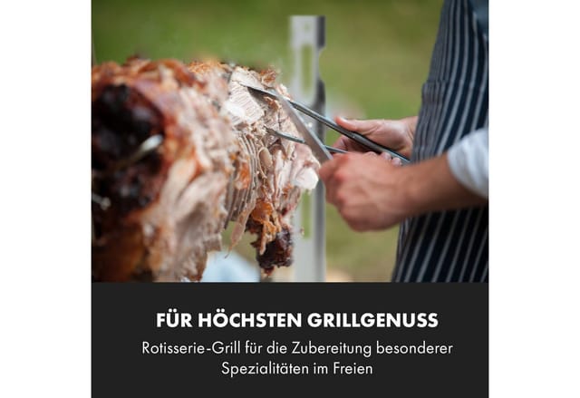 Klarstein Grillspieß Sauenland Survivor (Set), Grillspieß mit Motor Grill Drehspieß mit Motor Spanferkel Grill