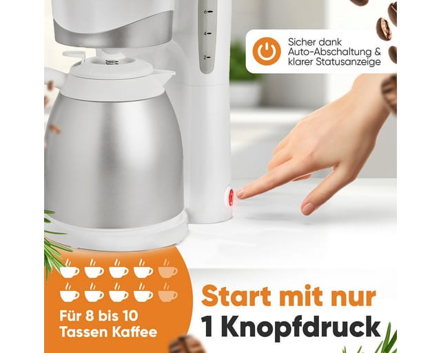 CLATRONIC Filterkaffeemaschine KA 3327, Kaffeemaschine mit Thermoskanne, für 8-10 Tassen