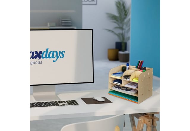relaxdays Organizer Schreibtisch Organizer mit Ablagefächern, hellbraun