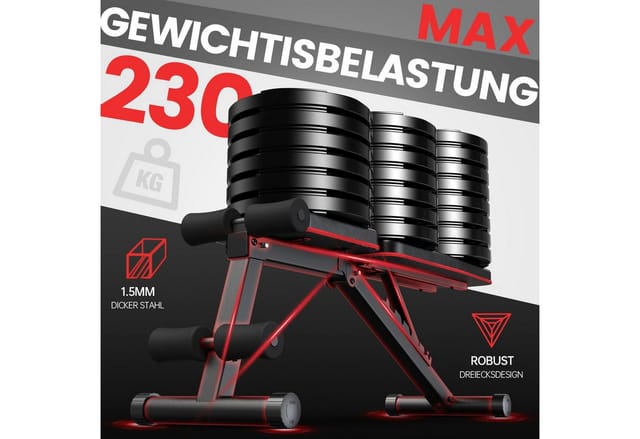 PASYOU Hantelbank Klappbare Verstellbare Hantelbank, Bankdücken Bank, 7 in 1 Fitnessbank für zu Hause oder im Fitnessstudio