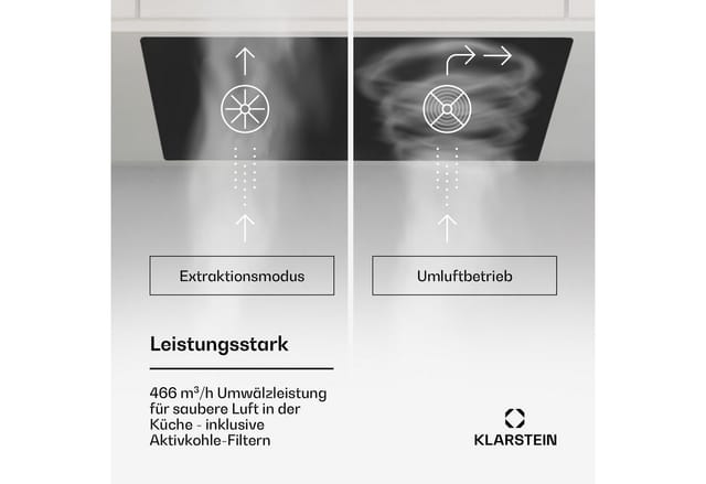 Klarstein Deckenhaube Hektor Hektor, Dunstabzugshaube Einbau Abluft Umluft LED Touch