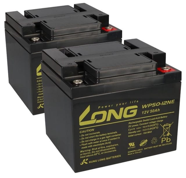 Kung Long Akku-Satz Batterie für Scooter Elektromobil Dietz Agin 2x 12V 50Ah AGM Elektromobil-Akku