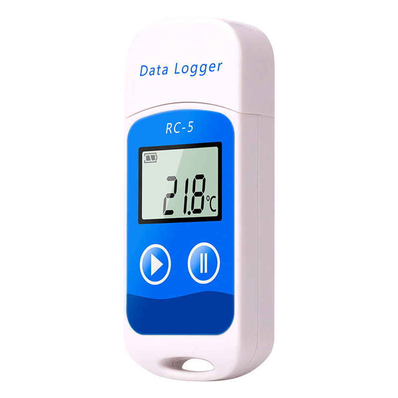 Registrador Automático De Datos Usb Rc-5, Blanco Y Azul, Con Función De Registro De Temperatura Del Disco (batería Integrada).