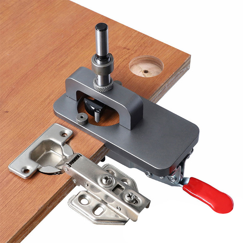 Kit De Perforación Para Bisagras De Muebles, Que Incluye Punzón, Guía De Perforación, Localizador Y Kit De Herramientas Para Trabajar La Madera.